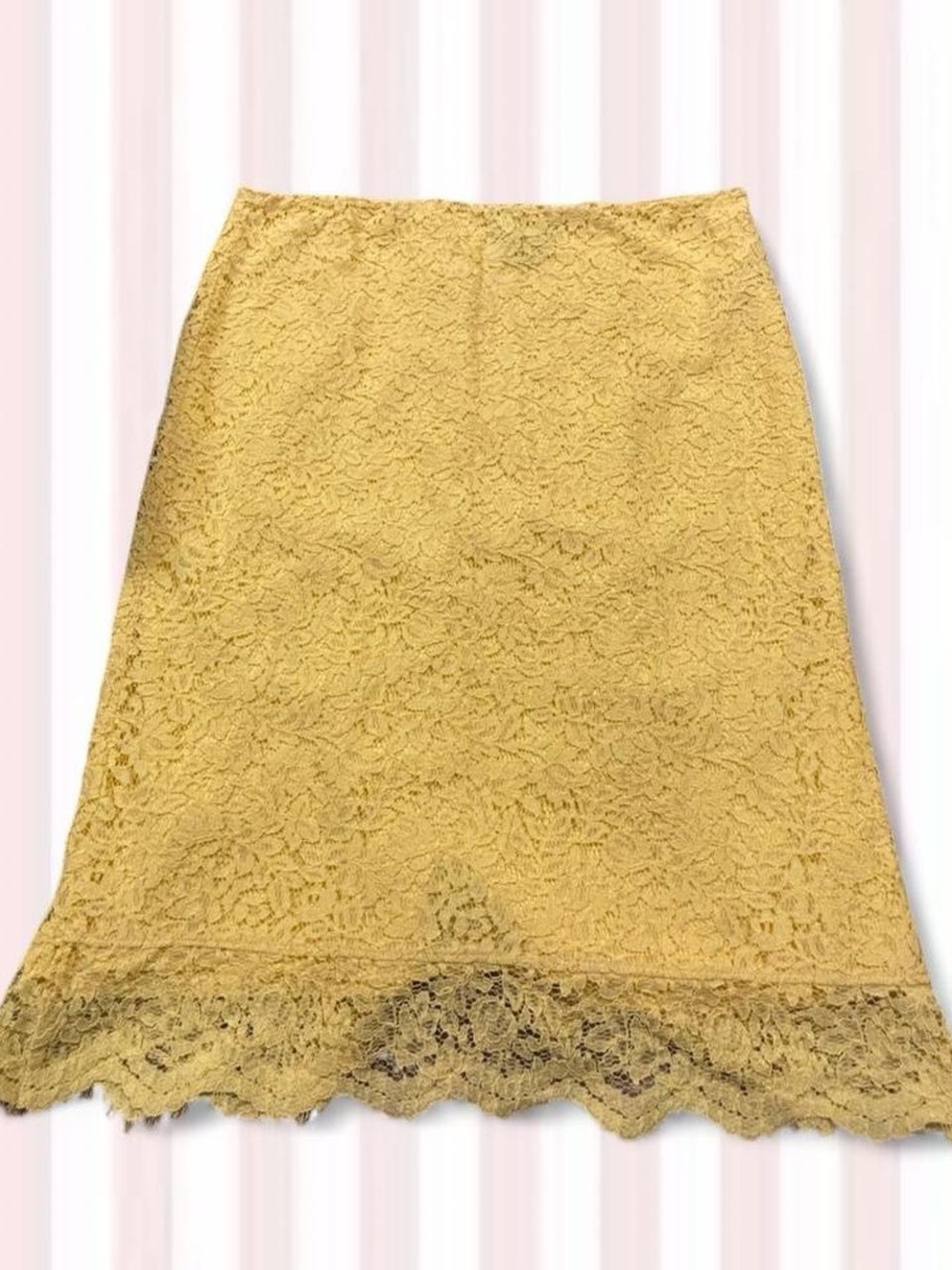 Liz Claiborne Mustard Yellow Lace Midi Skirt